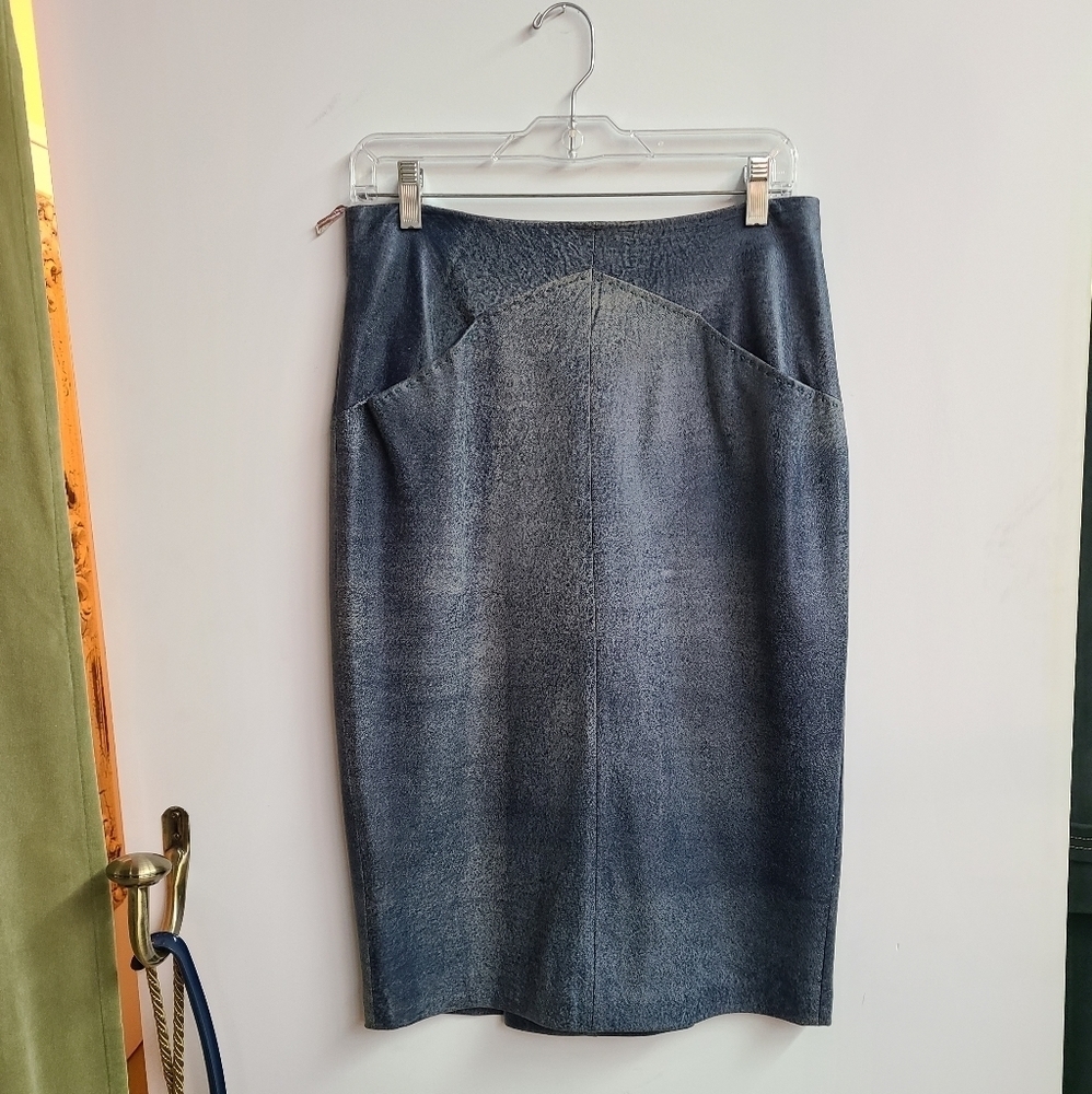 Fendi Blue Leather Skirt